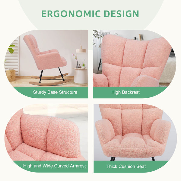 CONCETTA  Rocking Chair Nursery, with High Backrest, Reading Chair Modern Rocking Accent Chairs Glider Recliner for Living Room, Nursery, Bedroom
