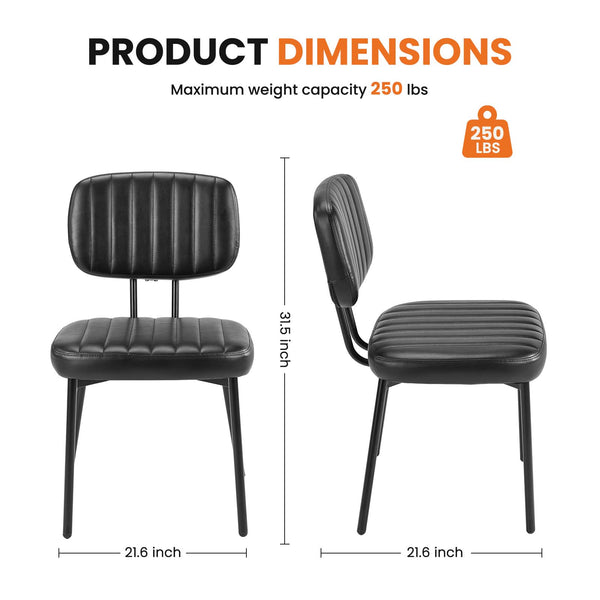 CONCETTA Dining Chairs Set of 2, Modern Kitchen Dining Room Accent Chairs with Faux Leather Cushion Seat & Metal Legs for Kitchen, Living Room
