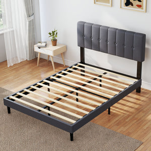 CONCETTA Grey Soft-Padded Bed, Grey Linen Sponge, Metal Frame