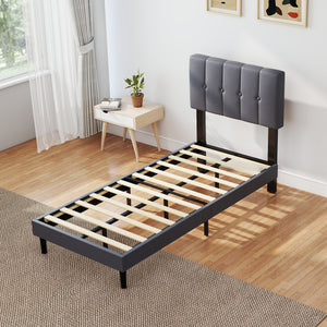 CONCETTA Grey Soft-Padded Bed, Grey Linen Sponge, Metal Frame