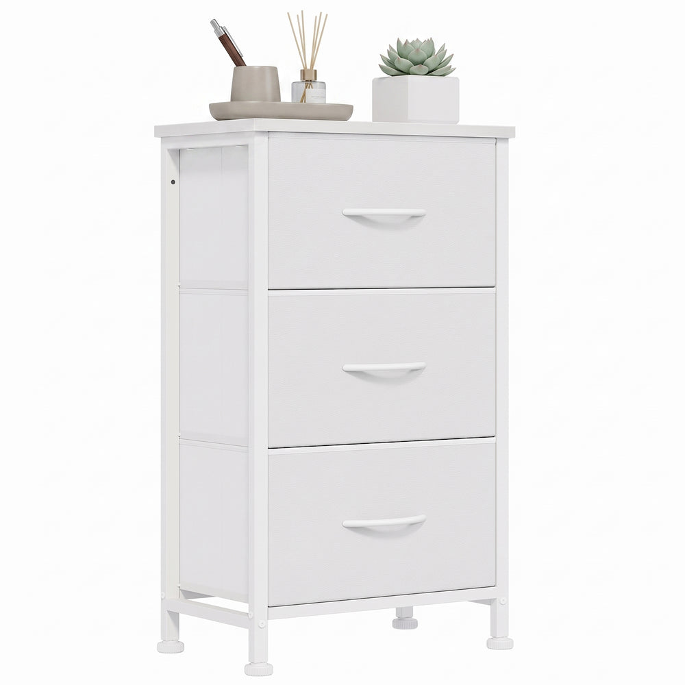 CONCETTA 3-Drawer Fabric Storage Dresser, Multipurpose Storage Chest with Steel Frame and Wooden Top, Space Saving Organizer for Bedroom, Closet, Home Office