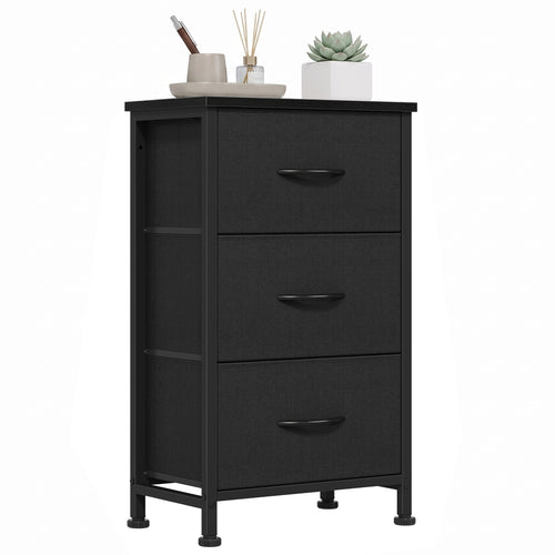 CONCETTA 3-Drawer Fabric Storage Dresser, Multipurpose Storage Chest with Steel Frame and Wooden Top, Space Saving Organizer for Bedroom, Closet, Home Office