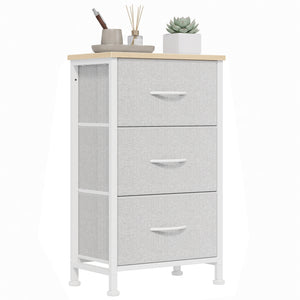 CONCETTA 3-Drawer Fabric Storage Dresser, Multipurpose Storage Chest with Steel Frame and Wooden Top, Space Saving Organizer for Bedroom, Closet, Home Office