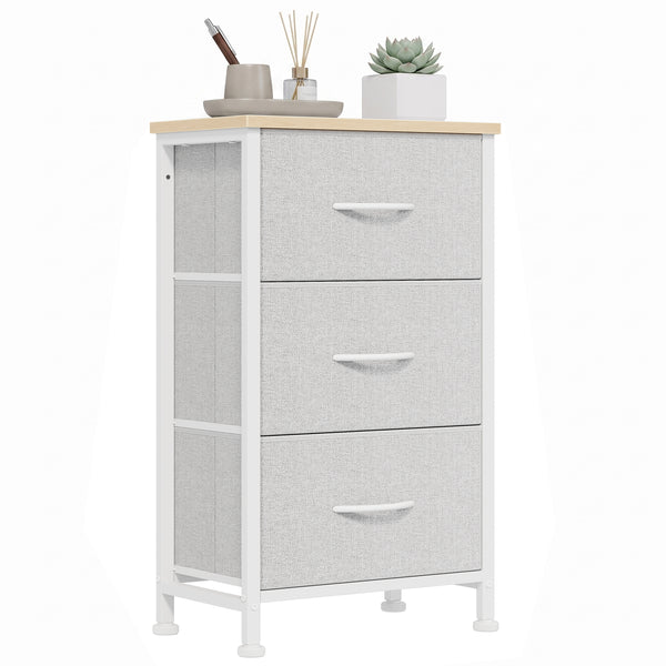 CONCETTA 3-Drawer Fabric Storage Dresser, Multipurpose Storage Chest with Steel Frame and Wooden Top, Space Saving Organizer for Bedroom, Closet, Home Office