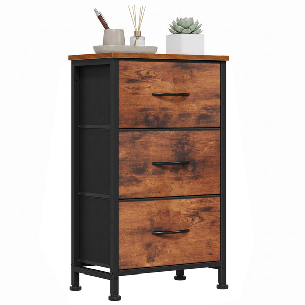 CONCETTA 3-Drawer Fabric Storage Dresser, Multipurpose Storage Chest with Steel Frame and Wooden Top, Space Saving Organizer for Bedroom, Closet, Home Office