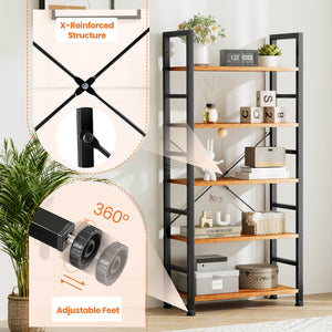 CONCETTA 5-Tier Bookcase - Tall Bookshelf Modern Book Case for Books, Garage Kit, CDs, Movies,  for Bedroom Home Office Kitchen Living Room