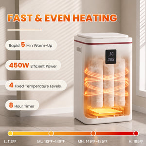 SHOUFTW 23L Freestanding Heated Towel Warmer for Bathroom, Luxury Towel Warmer with Stainless Steel Interior, 20/40/60 Min Timer, Auto Shut-Off for Towels, Robes & Blankets