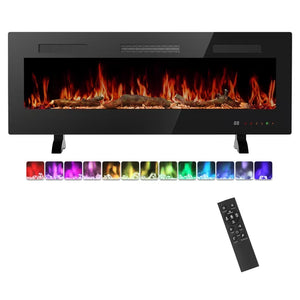 CONCETTA 1500W Electric Fireplace with 13 Flame Colors, 12-Hour Timer, Low-Noise, Wall-Mounted, Freestanding, or Built-In