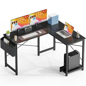 CONCETTA 49 Inch Modern L Shaped Computer Desk with Lower Storage Shelf & Side Bag, Two-Way Convertible Corner Gaming Table for Home Office