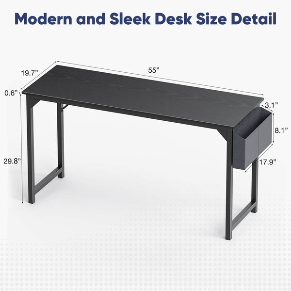 CONCETTA Computer Desk - 32/40/47/55/63 inch Student Kids Study Wooden Desk with Headphone Hook and Storage Bag for Bedroom, Living Room, Study Room