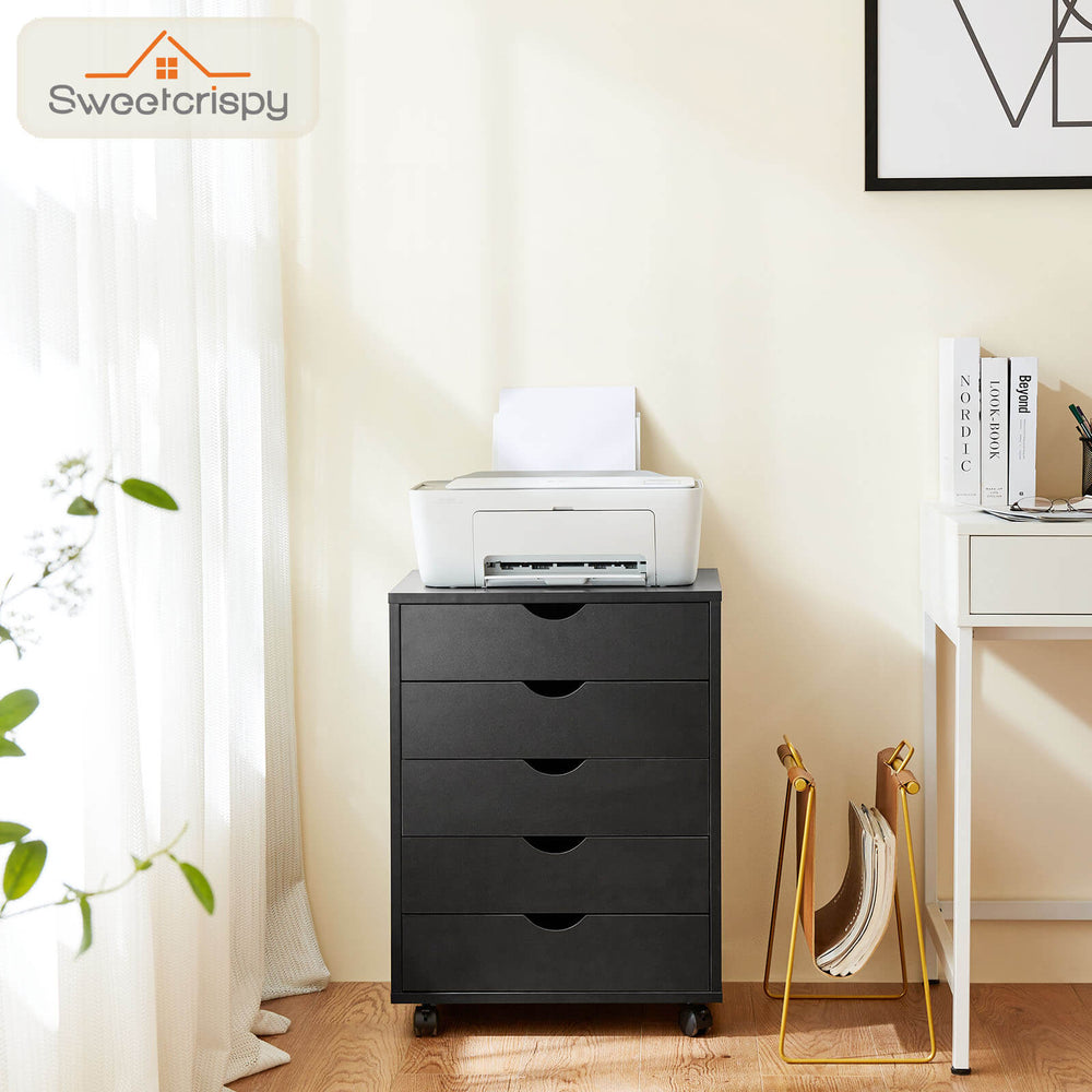 CONCETTA 5 Drawer Chest of Drawers, Wooden Dresser, Removable Storage Cabinet, Can be placed under Desk, Suitable for Home, Office