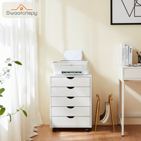 CONCETTA 5 Drawer Chest of Drawers, Wooden Dresser, Removable Storage Cabinet, Can be placed under Desk, Suitable for Home, Office