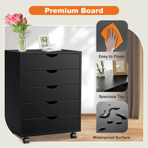 CONCETTA 5 Drawer Chest of Drawers, Wooden Dresser, Removable Storage Cabinet, Can be placed under Desk, Suitable for Home, Office