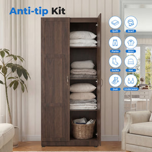 CONCETTA 71 inch Wooden Storage Cabinet, Freestanding Cupboard, 4-Tier Home Organizer for Kitchen, Living Room, Bedroom, Pantry