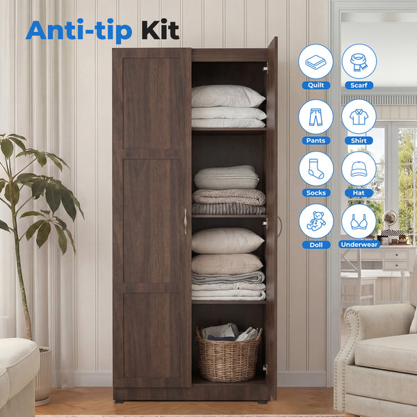 CONCETTA 71 inch Wooden Storage Cabinet, Freestanding Cupboard, 4-Tier Home Organizer for Kitchen, Living Room, Bedroom, Pantry