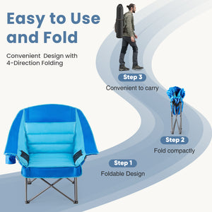 SHOUFTW Extra Large Portable Folding Camping Chair With Side Pocket, Cup Holder, And Carrying Bag, Heavy-Duty Chair For Outdoor, Fishing, Sports, And Travel Use