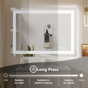 CONCETTA Anti-fog LED Bathroom Mirror - Dual Light Source, Three Lighting Modes, White