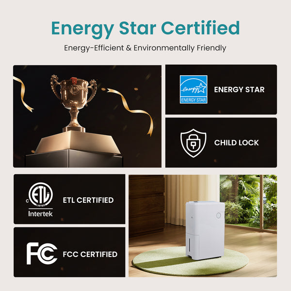 CONCETTA Dehumidifier for Basement and Large Rooms,  with Pump, Auto Shut-Off, and Intelligent Humidity Control