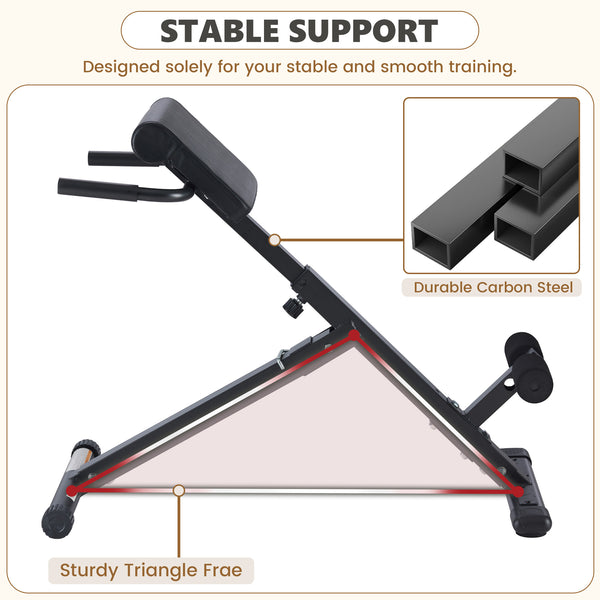 CONCETTA Roman Chair Hyperextension Bench, Adjustable Back Extension Machine with Foldable Design, Heavy Duty Frame for Glutes, Hamstrings & Core Workout