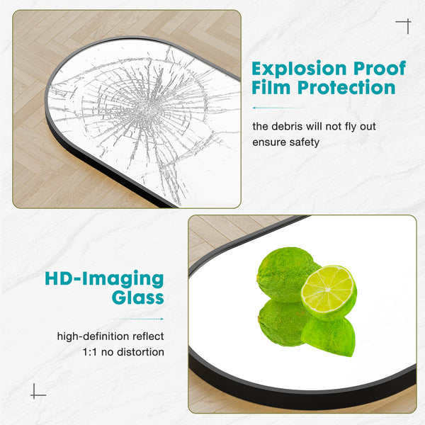 JOINSUN Floor Standing Mirror, Wall Mirror with Stand Aluminum Alloy Thin Frame