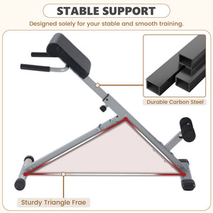 CONCETTA Roman Chair Hyperextension Bench, Adjustable Back Extension Machine with Foldable Design, Heavy Duty Frame for Glutes, Hamstrings & Core Workout
