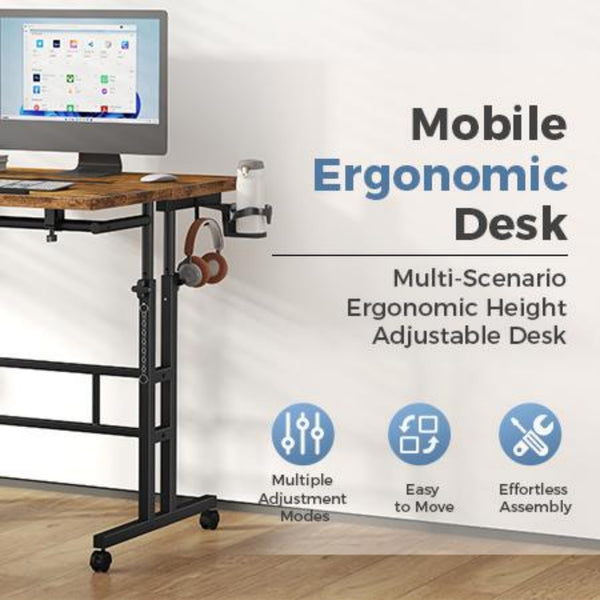 CONCETTA 23.6 inch Mobile Standing Desk, Adjustable Height Rolling Computer Desk for Home Office, Portable Treadmill Sit Stand Workstation