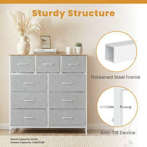 CONCETTA 9-Drawer Fabric Dresser, TV Cabinet Sideboard, Storage Organizer Cabinet for Living Room, Bedroom, Office