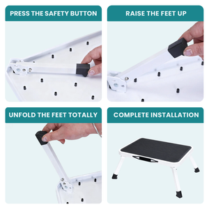 Foldable car wash stool with carrying handle and non-slip platform, single-step rubber foot ladder, supports up to 330 lbs, sturdy metal folding stool, suitable for RVs, trucks, home kitchen