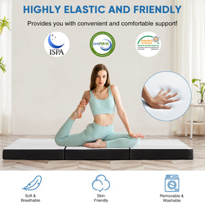 JOINSUN 4 Inch Twin Size Tri-fold Memory Foam Mattress, Portable Foldable Floor Bed with CertiPUR-US Certified, White