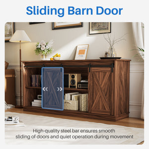 CONCETTA TV Stand, Storage Function, Mid-sized Farmhouse Style, Movable Sliding Door, Rust