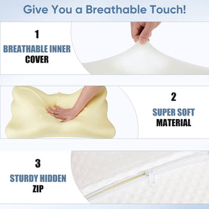 CONCETTA Cervical Neck Pillow-Memory Foam Ergonomic Contour Bed Pillows for Neck Pain Relief Cervical Neck Pillow Orthopedic Pillow for Improved Sleep Comfort and Support