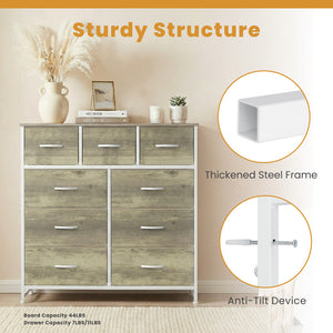 CONCETTA 9-Drawer Fabric Dresser, TV Cabinet Sideboard, Storage Organizer Cabinet for Living Room, Bedroom, Office