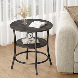 CONCETTA 2-Tier Small Round Side Table, Bedside Nightstand with Sturdy 70lbs Top Capacity, End Table for Living Room, Bed Room & Small Spaces