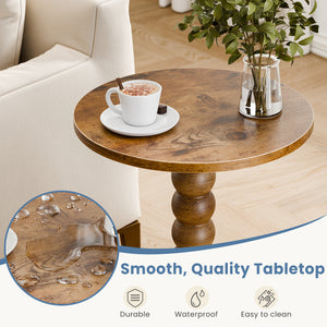 CONCETTA Modern Round Side Table, Accent End Table with Solid Wood Spindle, Small Drink Table for Living Room, Bedroom, Couch, Office