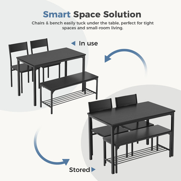 CONCETTA 3-Piece Dining Table Set with 1 Table,2 benches,Space-Saving Small Dining Set for 2–4 People for Apartment, Daily Meals & Bistro