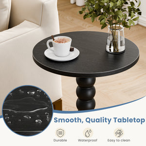 CONCETTA Modern Round Side Table, Accent End Table with Solid Wood Spindle, Small Drink Table for Living Room, Bedroom, Couch, Office