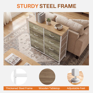 CONCETTA 8-Drawer Fabric Dresser, Storage Organizer Cabinet for Living Room, Bedroom, Office