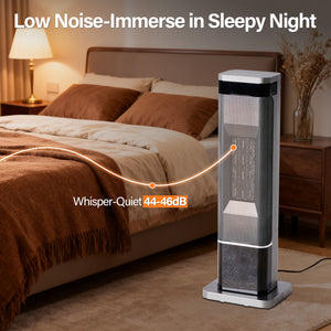 25" Portable Electric Space Heater with Remote Control, Adjustable Thermostat, and Safety Protection