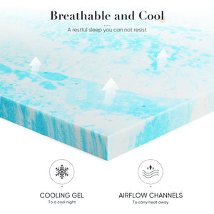 CONCETTA Memory Foam Mattress Topper with Cooling Gel, Pressure Relief for Back Pain, Comfort Bed Topper, CertiPUR-US Certified