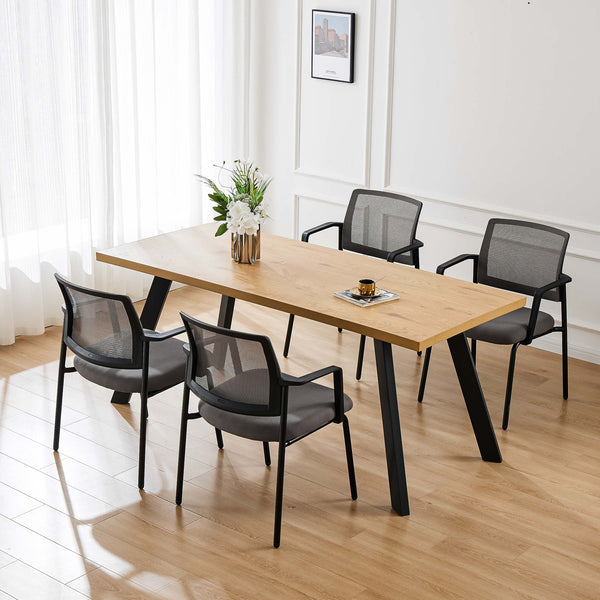 CONCETTA Mesh Back Arm Upholstered Fabric, Sturdy Metal Stacking Chairs, Easy to Use and Store, Outdoor and Indoor, for Home