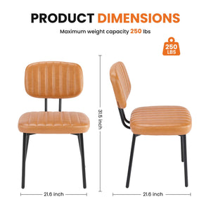 CONCETTA Dining Chairs Set of 2, Modern Kitchen Dining Room Accent Chairs with Faux Leather Cushion Seat & Metal Legs for Kitchen, Living Room