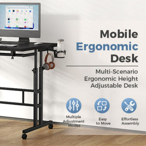 CONCETTA 23.6 inch Mobile Standing Desk, Adjustable Height Rolling Computer Desk for Home Office, Portable Treadmill Sit Stand Workstation