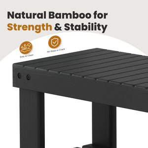 CONCETTA Bamboo Shoe Rack & Bench, 3-Tier 280 lb Capacity Storage Organizer for Entryway, Living Room, Balcony