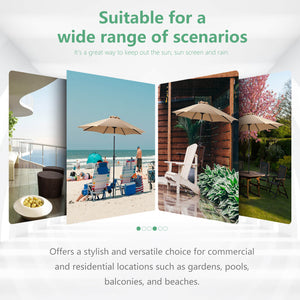 CONCETTA 9FT Patio Umbrella with Push Button Tilt and Crank,  with 8 Sturdy Ribs,Outdoor Umbrella, Pool Umbrella, for Market, Terrace, Beach, Outdoor Restaurant