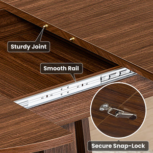 CONCETTA Extendable Dining Table for 4-8, Space-Saving with Storage Shelf, Adjustable Oval Design for Kitchen and Living Room