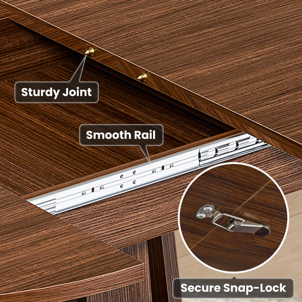 CONCETTA Extendable Dining Table for 4-8, Space-Saving with Storage Shelf, Adjustable Oval Design for Kitchen and Living Room