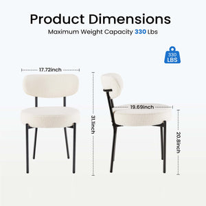 CONCETTA Dining Chair Set of 4 Modern Upholstered Fabric Chairs with Metal Legs for Kitchen Living Room Dining Room