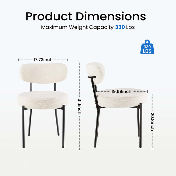 CONCETTA Dining Chair Set of 4 Modern Upholstered Fabric Chairs with Metal Legs for Kitchen Living Room Dining Room