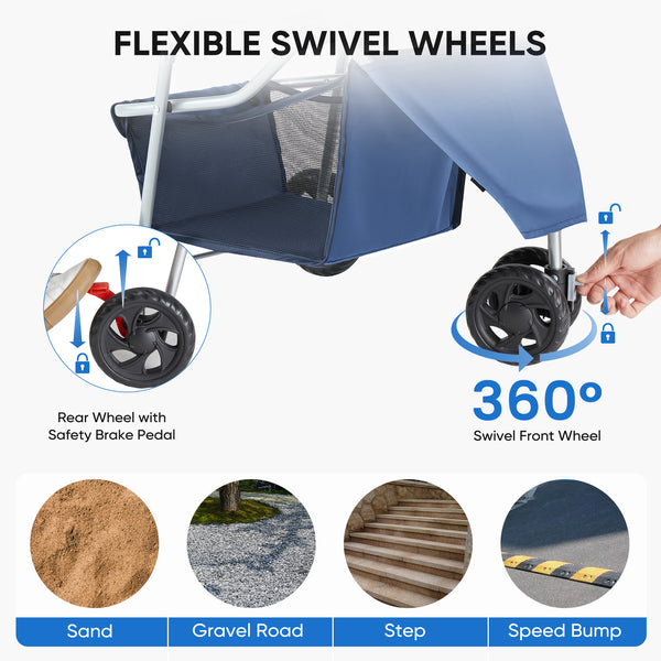 CONCETTA 3-Wheel Foldable and Waterproof Pet Stroller - Jogger Stroller for Small and Medium Dogs and Cats with Cup Holder and Removable Liner