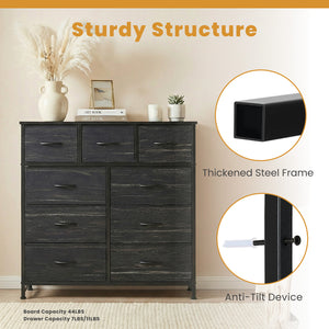 CONCETTA 9-Drawer Fabric Dresser, TV Cabinet Sideboard, Storage Organizer Cabinet for Living Room, Bedroom, Office